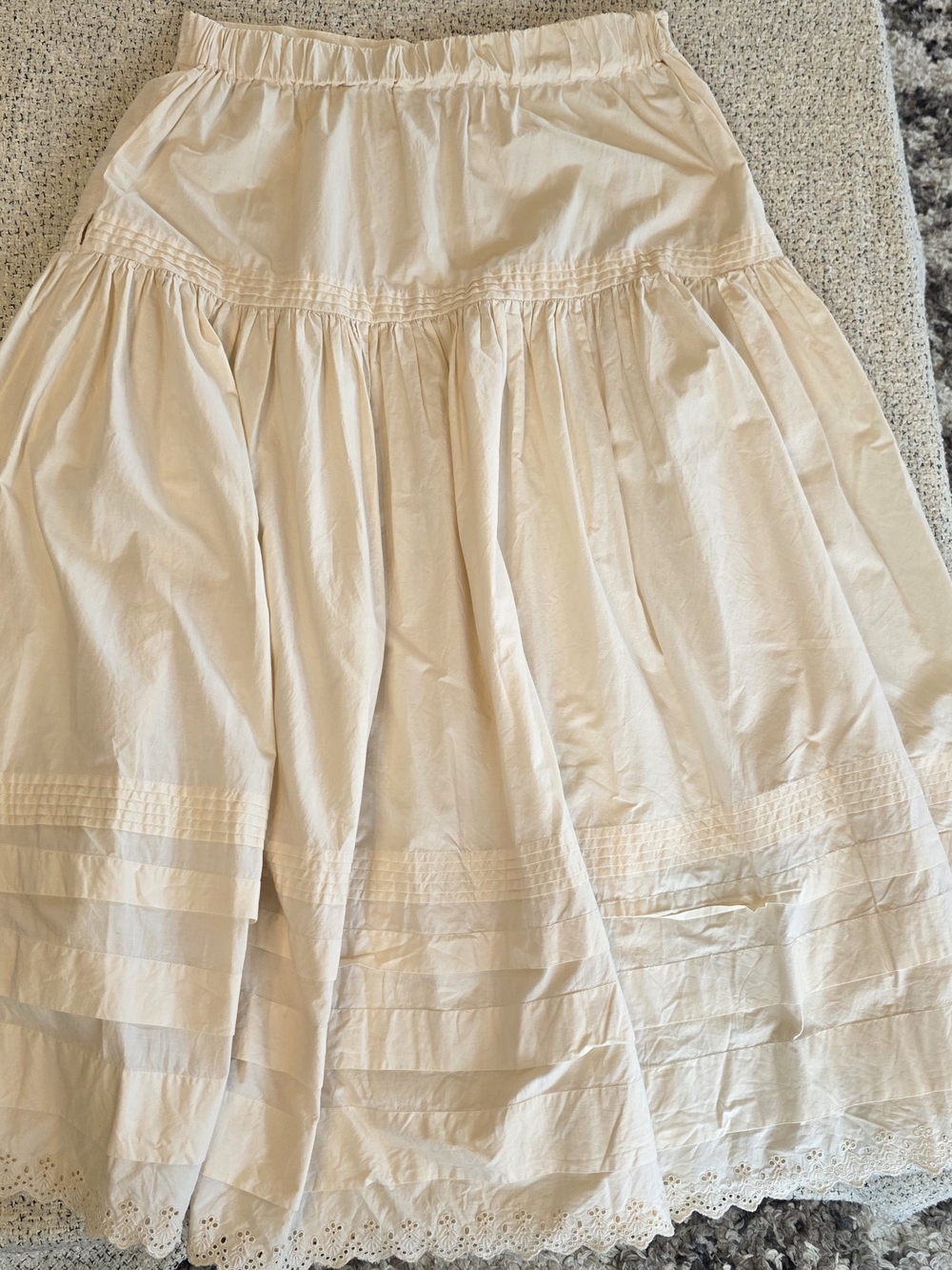 Philosophy Republic Clothing Cream Cotton Midi Skirt Eyelet Boho Western M - Picture 6 of 11
